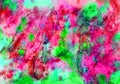 Abstract artistic hand painted watercolo, pink and green colors