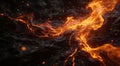 Abstract artistic illustration of fire ember glow patterns on charcoal black background, flickering Royalty Free Stock Photo