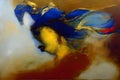 Abstract artistic painterly gold blue reddish artistic canvas