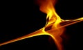 Abstract artistic red hot 3d fire or golden flame on black background. Fiery and fantastic rushing burning tongues in dark. Royalty Free Stock Photo