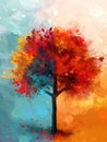 Abstract artistic tree painting, wall art, background
