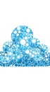 Abstract artwork depicting a cloud made from variously sized blue and white circles, Royalty Free Stock Photo