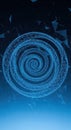 Abstract Digital Artwork Blue Spiral, Connected Lines, Futuristic Background Royalty Free Stock Photo