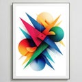 Abstract artwork featuring an array of geometric shapes, including triangles, circles, Royalty Free Stock Photo