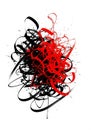 Abstract artwork featuring dynamic black and red brushstrokes on Royalty Free Stock Photo