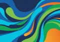 Intertwining curves in shades of blue, green, and orange, creating a Royalty Free Stock Photo