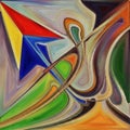 Abstract artwork featuring interconnected geometric shapes, primarily in warm Royalty Free Stock Photo