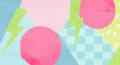 Abstract artwork featuring large pink circles, light blue and pink background. Royalty Free Stock Photo