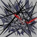 Abstract artwork featuring sharp geometric shapes in black, gray, and red Royalty Free Stock Photo