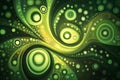 Abstract Green Swirl Pattern with Concentric Circles and Dots Royalty Free Stock Photo