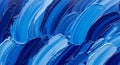 Abstract artwork featuring thick, dynamic brushstrokes in various shades of blue, ranging from Royalty Free Stock Photo