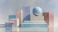 pastel cubes sphere abstract art Royalty Free Stock Photo