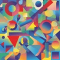 Abstract artwork featuring a vibrant array of geometric shapes in various colors Royalty Free Stock Photo