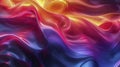 Abstract artwork liquid silk, 3D waves with smoothly blending rainbow colors, harmonious symphony of shades, fluid and organi