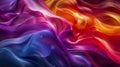 Abstract artwork liquid silk, 3D waves with smoothly blending rainbow colors, harmonious symphony of shades