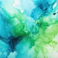 Abstract artwork with mixed blue and green colors in fluid transitions