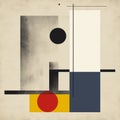 Abstract Artwork With Suprematist Geometric Shapes And Vintage Poster Style