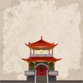 Abstract Asian house and free space for your text. 3d style. Vector