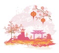 Abstract Asian Landscape card