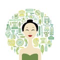 Abstract Asian Woman. Spa Salon and Relax Design Concept Royalty Free Stock Photo