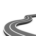 Abstract asphalt road isolated on white background. 3d rendering. Royalty Free Stock Photo