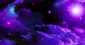 Space background, flash bright star, purple, black, bright, space , clouds, stars