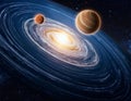Abstract Binary Star System with Orbiting Planets