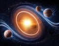 Abstract Binary Star System with Orbiting Planets