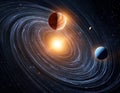 Abstract Binary Star System with Orbiting Planets