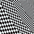 Abstract asymmetrical beautiful black and white checkered pattern