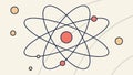 Abstract Atom with Orbiting Particles, Quantum Science Concept, vector design Generative AI Royalty Free Stock Photo