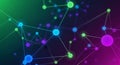 Molecular network connection background with glowing colorful nodes and lines representing digital data or scientific structure in Royalty Free Stock Photo