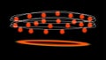 Abstract Atomic Structure with Glowing Red Orbits and Particles on Black science physics Royalty Free Stock Photo