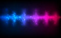 Abstract audio sound wave equalizer. Music sound concept colorful dark glowing template.