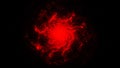 Abstract aura of the sphere with red mystic energy inside isolated on black background, seamless loop. Animation