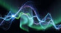 Abstract Aurora Borealis With Sound Waveforms And Digital Data image photo Royalty Free Stock Photo
