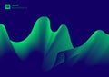 Abstract aurora green light wave on blue background