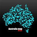 Abstract Australia map of colorful ink splashes