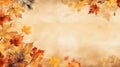 Abstract autumn background with fall-colored maple leaves and floral decorations Royalty Free Stock Photo