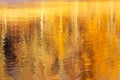 Abstract autumn background with reflection of yellow and orange trees in the river water Royalty Free Stock Photo