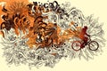 Abstract autumn concept with floral line art