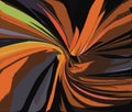 Colorful digital illustration in autumnal shades of orange, light green, grey, and warm brown on black background Royalty Free Stock Photo