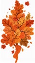 Abstract Autumnal Tree with Orange and Brown Leaves on White Background Royalty Free Stock Photo