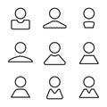 Abstract avatar human user flat full line icons set