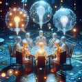 Abstract avatars brainstorming, Ai generated image Royalty Free Stock Photo