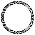 Abstract Aztec frame. Circle tribal ethnic pattern in black and white color background. Hawaiian tattoo concept Royalty Free Stock Photo