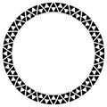 Abstract Aztec frame. Circle tribal ethnic pattern in black and white color background. Hawaiian tattoo concept Royalty Free Stock Photo