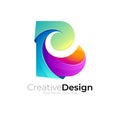 Abstract B logo vector, 3d colorful design template Royalty Free Stock Photo