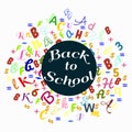 Abstract back to school background with colorful rainbow letters dor card and banner Royalty Free Stock Photo