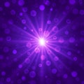 Vector Abstract Radial Bright Light Rays and Blurry Bokeh Blast in Dark Purple Gradient Background Royalty Free Stock Photo